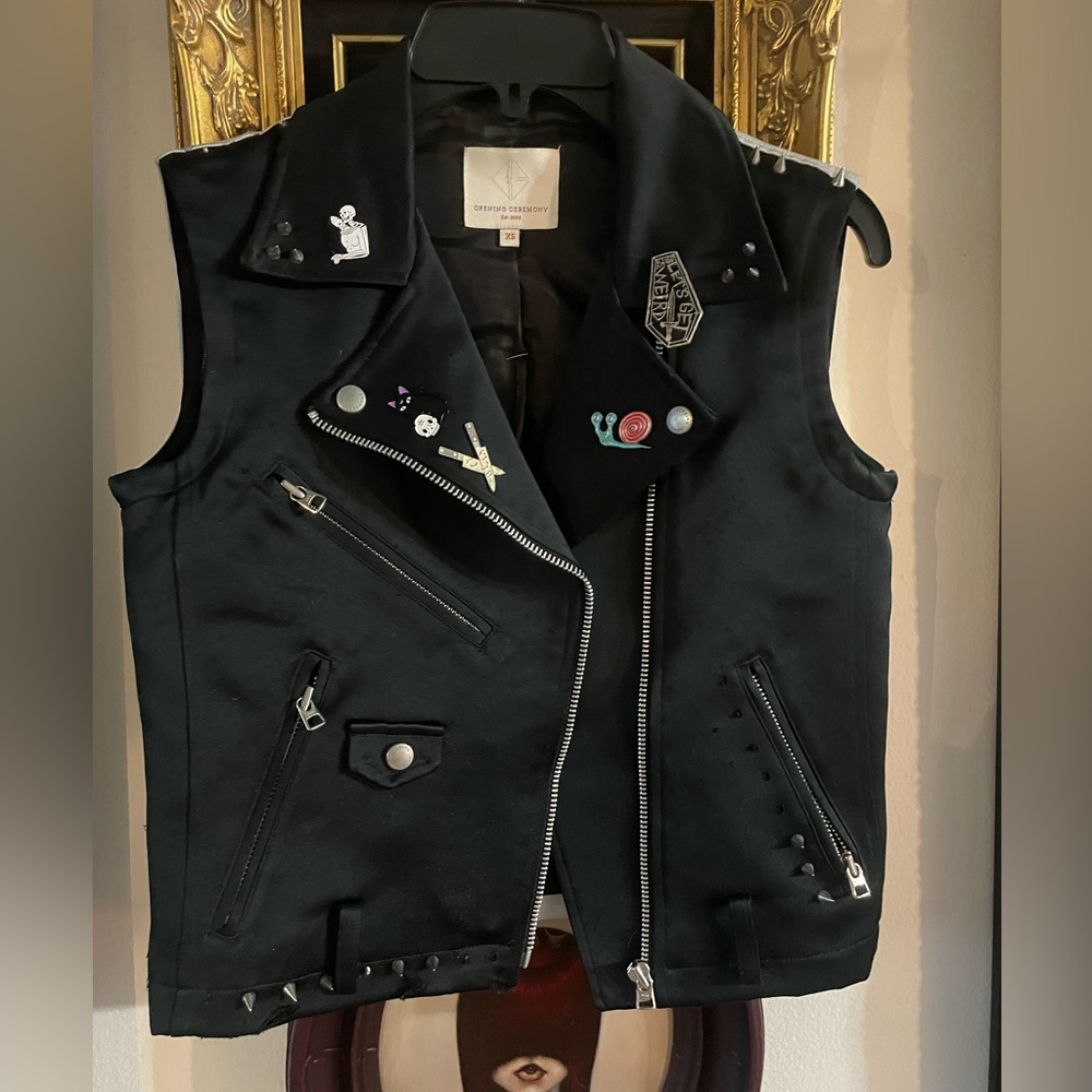 Opening Ceremony Black custom Jacket with Artistic Pins